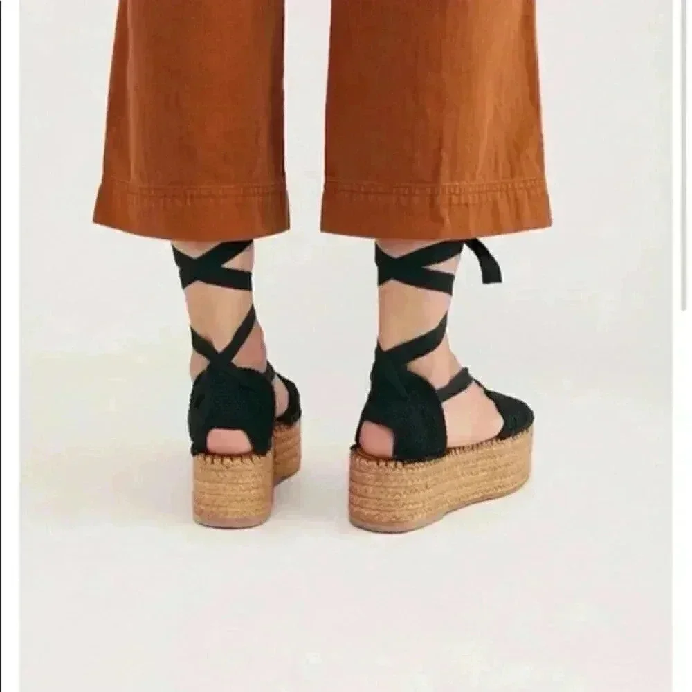Free People Frida wrap black crochet platform